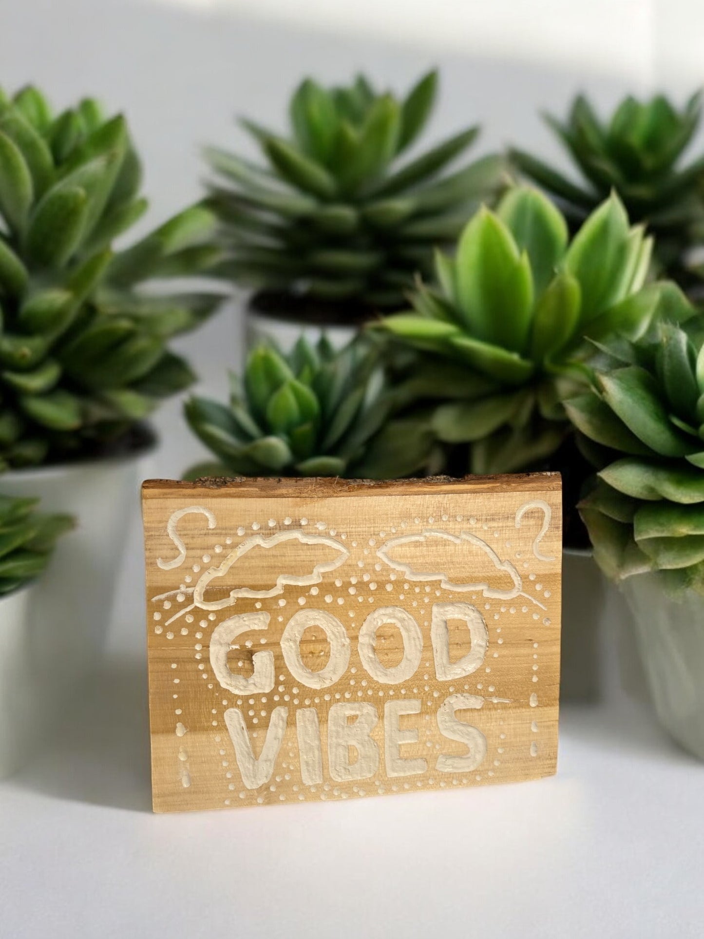 Raw Cut Wood Piece - Good Vibes