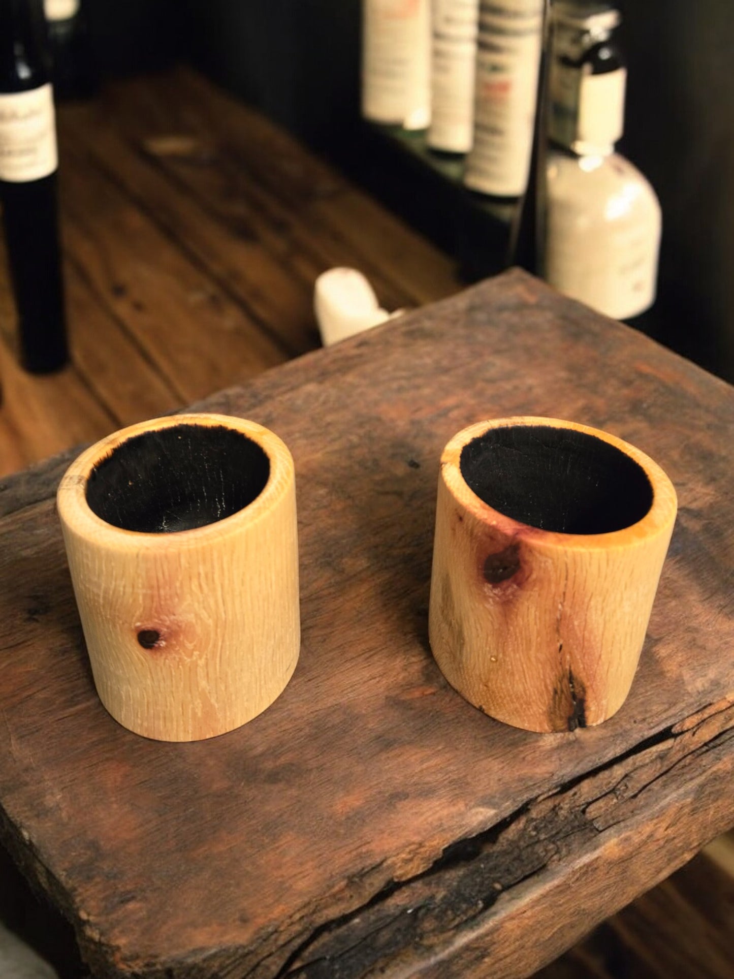 Charred Whiskey Cups (small) -White Oak