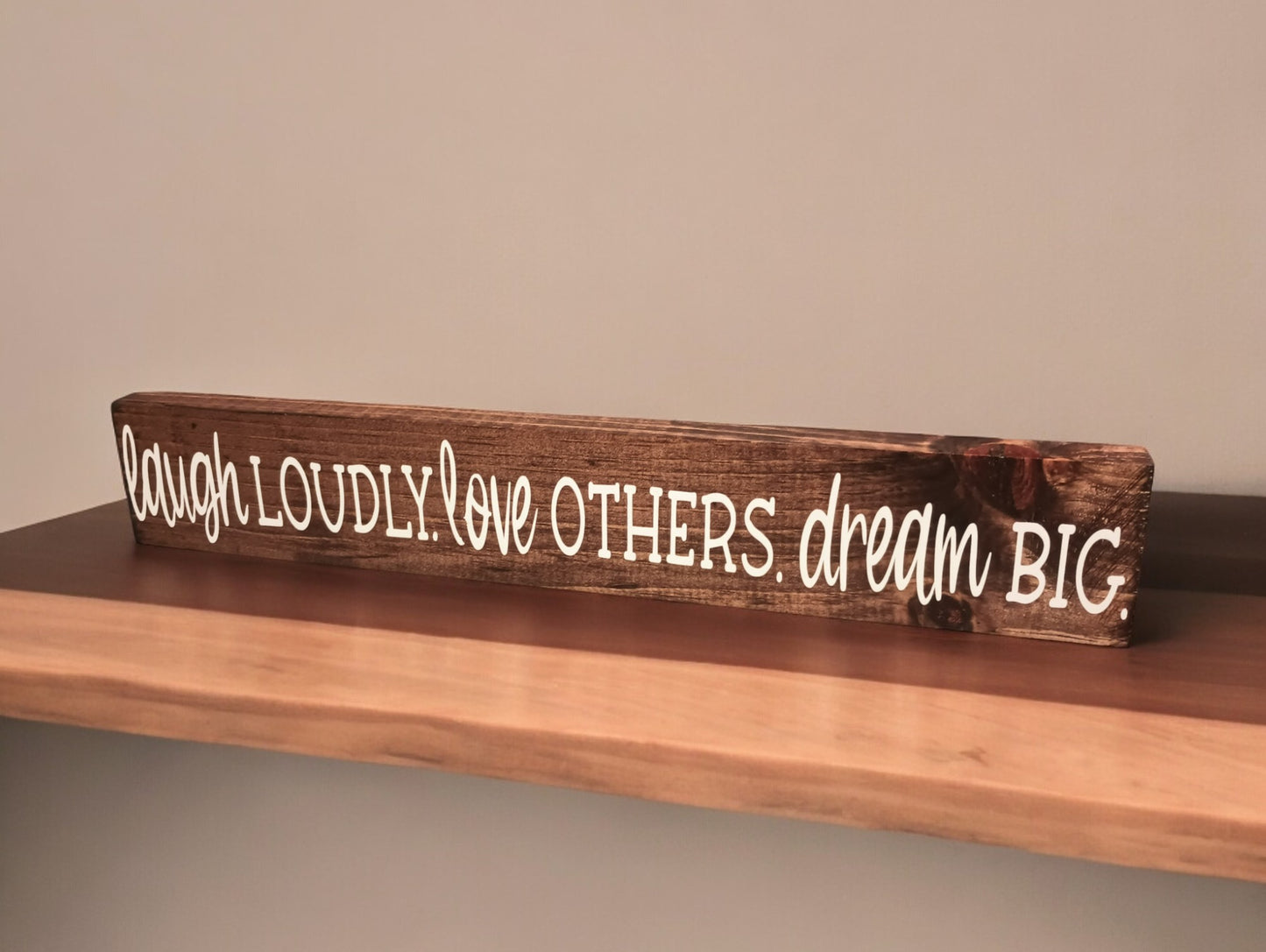 Laugh. Love. Dream Board Sign - Walnut