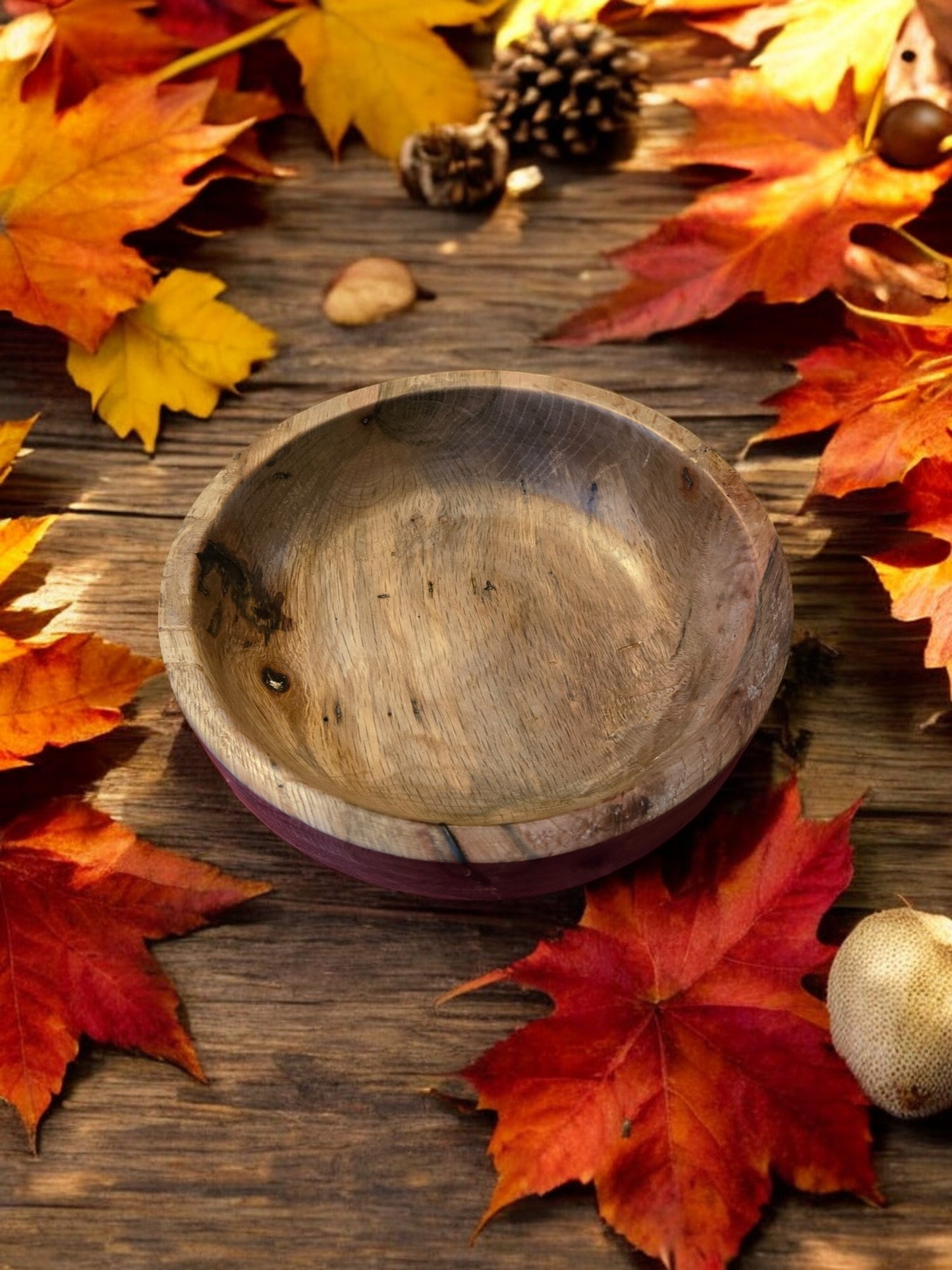 Large Red Oak Display Bowl