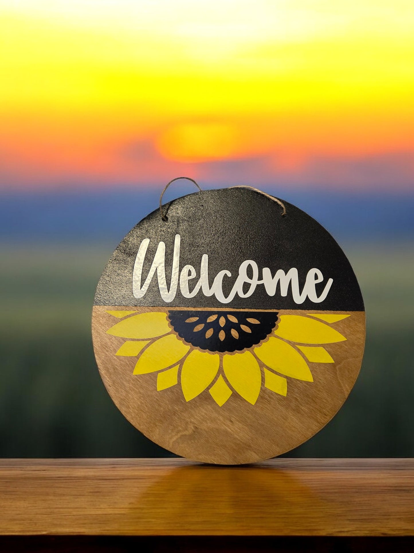 Welcome Sign with Sunflower - Medium