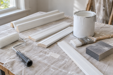 AI-generated editorial illustration of wood paint