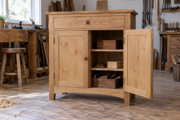 AI-generated editorial illustration of wooden cabinet