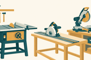 Editorial illustration of workshop saws