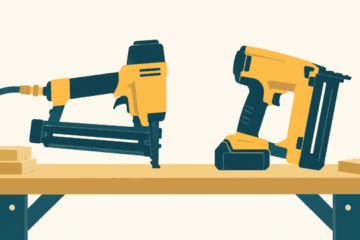 Editorial illustration of nail guns