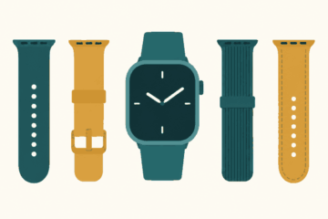 Editorial illustration of smartwatches